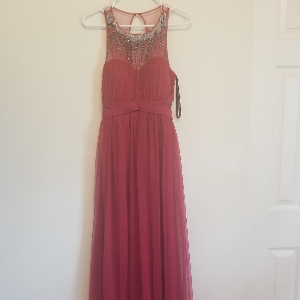 Fucia Tulle Net Beaded Gown Dress